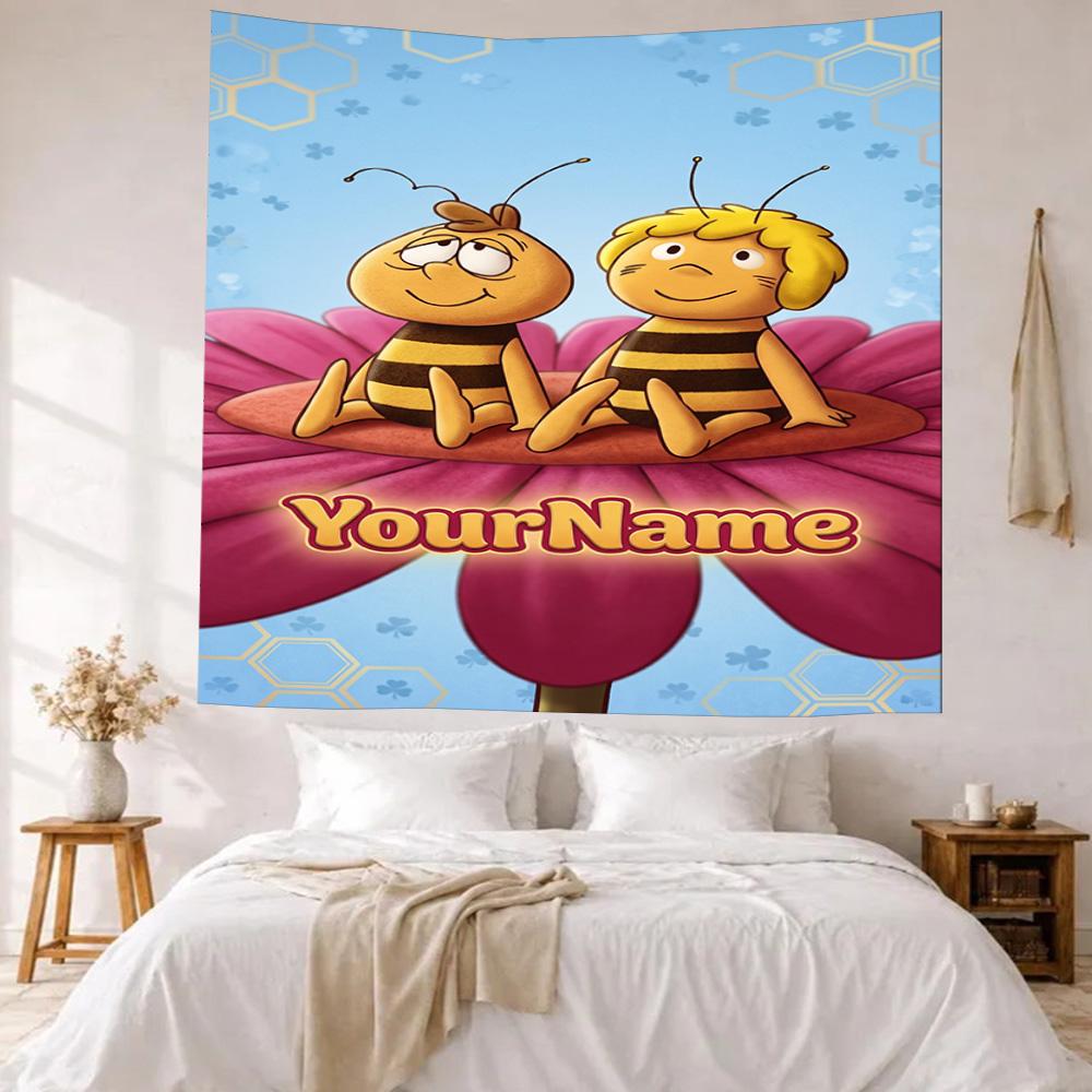 Biene Maja Custom Your Name Wall Decor Tapestry Art For Pet Memorial Birthdaywedding Party Backdrop Family Gift