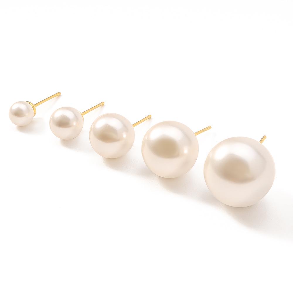 Simple Commute Faux Pearl Stud Earrings with 925 Silver Needle - Small, Exquisite French Light Luxury Design. 18K Gold