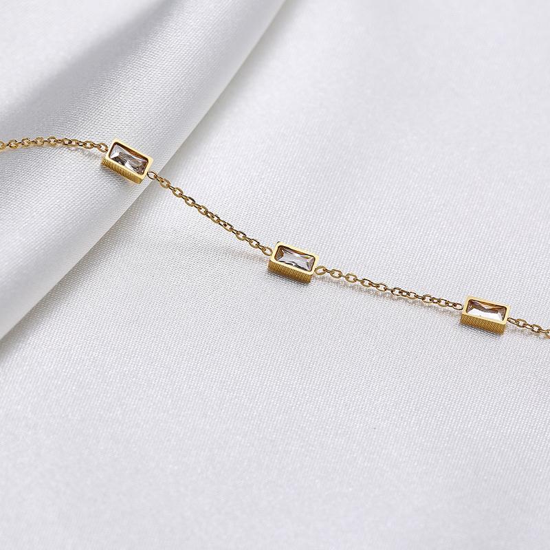Vnox Elegant Women's Thin Chain Bracelets, Bling CZ Stone Charms Wristband Temperament Jewelry,Length Adjustable