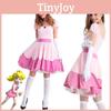 Elegant Super Mario Pink Princess Peach Costume Dress With Crown And Gloves Set