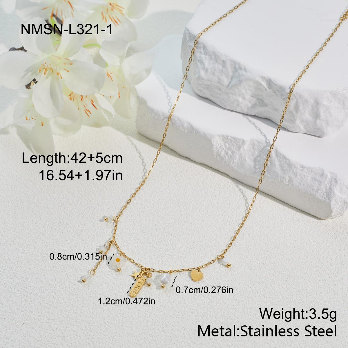 GEMCHIC Women s Stainless Steel Pearl Drop Love Heart Necklace Earrings Bracelet Set Fashion Jewelry