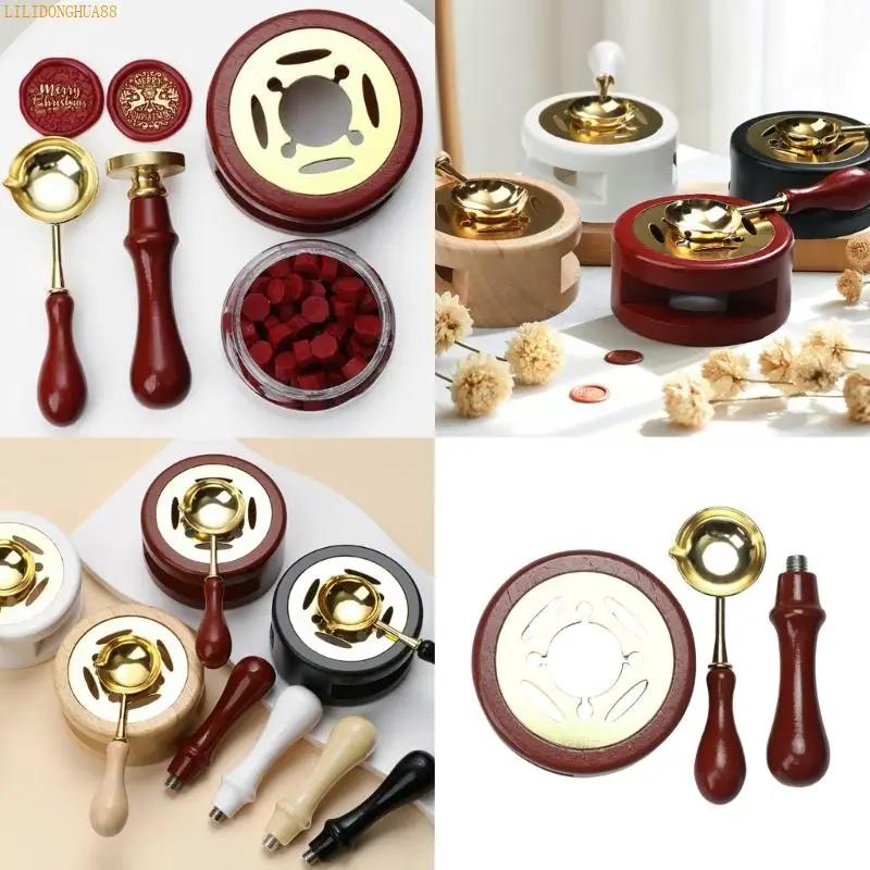 K1AE Sealing Wax Melting Set with Spoon and Handle for Craft Enthusiasts Artistic Projects