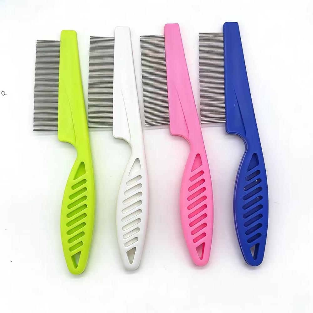 Eco-Friendly Simple Style Stainless Steel Pins Plastic Handle Comb for Dogs & Cats Flea Lice Nit Tick Cleaning Removes Hair/Fur