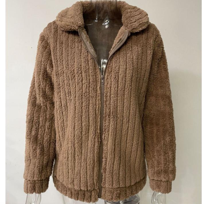 Autumn and Winter Plush Cardigan with A Short Collar Jacket