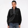 Damen S Halber Reißverschluss Langarm Sweatshirt Kontrastfarbe Lässiges Oberteil