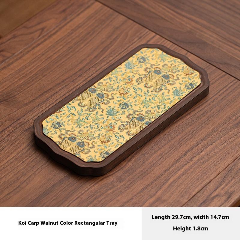 Walnut Wood Tray Solid Wood Teapot Holder Simple Tea Tray Single Layer Teapot Stand Rectangular Household Dry Brewing Table