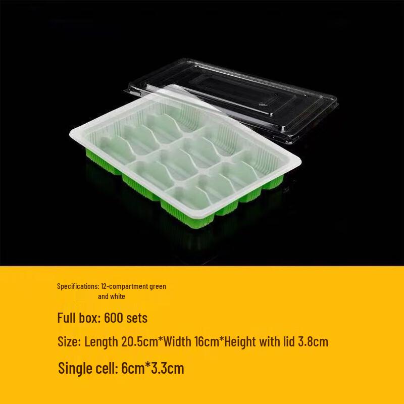 

Disposable 12-Compartment Dumpling Storage Container with Lid