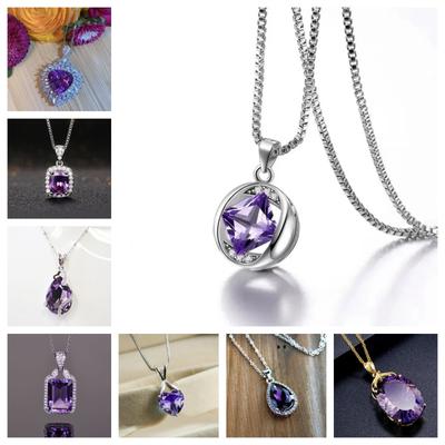 Neues lila Kristall Zirkon Halskette für Frauen mit elegantem und personalisiertem Design, Modische Schmuck Accessoires