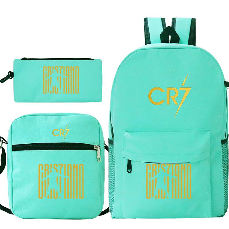 Football star Ronaldo Cr7 peripheral printing schoolbag pencil bag shoulder bag backpack three-piece set