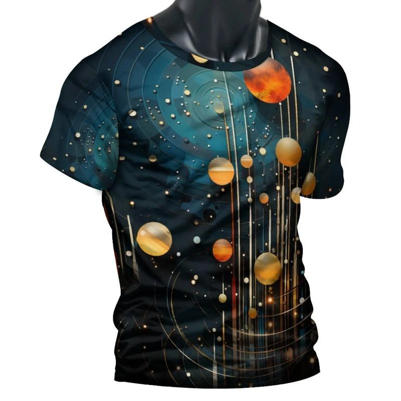 Summer Men's T-shirt Short Sleeved Top with Fashionable Lines 3D Printed Street Dance O-neck Pullover for Men Shirt