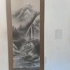 Used Hanging Scroll, Landscape Painting, Ink Wash Painting, Waterfall, Mt. Fuji, Japanese Room, Interior, Antique