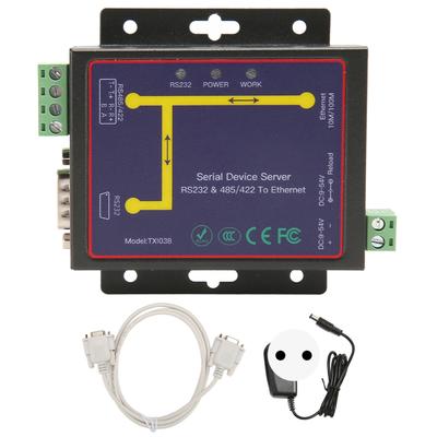 RS232 RS485 RS422 Serial To Ethernet Adapter 10M 100M RJ45 Port 300 To 230400bps TCP IP Server