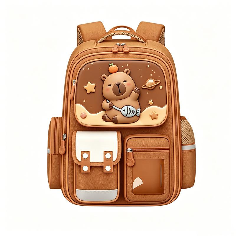 Zaino Scolastico per Bambini Capibara per Ragazzi Ragazze Bambini Zaino Scolastico Cartone Animato per Studenti Scuola Primaria Classi 1-3-6