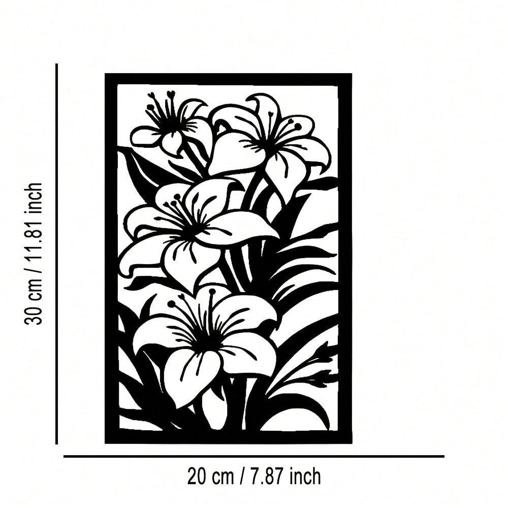 Laser Cut Metal Wall Art Lily Flower Decor for Home Office Living Room Bedroom Garden Gift