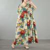 Kurzarm Plus Size Baumwolle Vintage Blumenmuster Neu in Kleidern für Damen lässig locker langes Sommerkleid