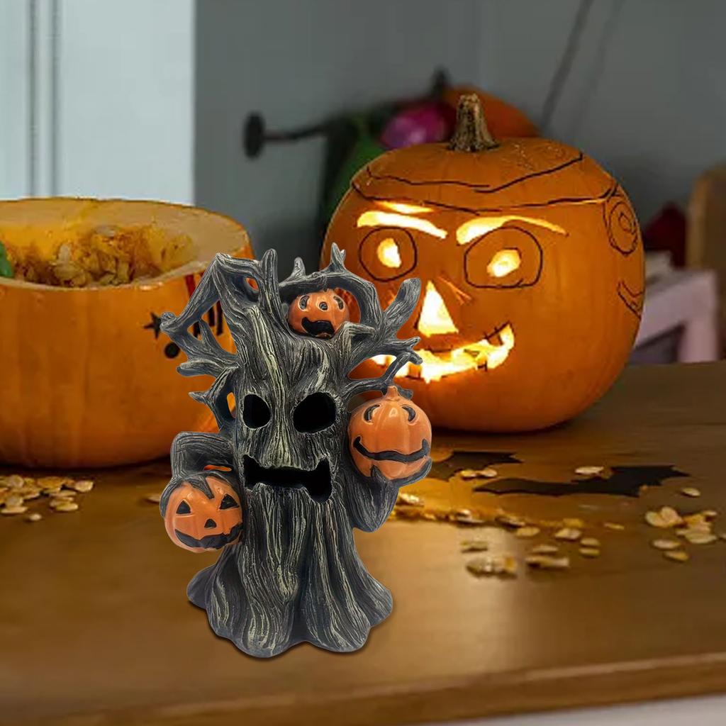 Halloween Decorations Pumpkin Tree Resin Statue Spooky Figurine Desktop Ornament Haunted House Props Halloween Party Supplies