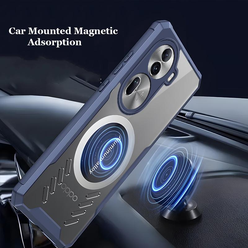 Full Cover Graphene Heat Dissipation PC Case For OPPO Reno 11 8 9 10 Pro Plus Breathable Cooling Car Mounted Magnetic Transparent Anti-Drop Back Shell
