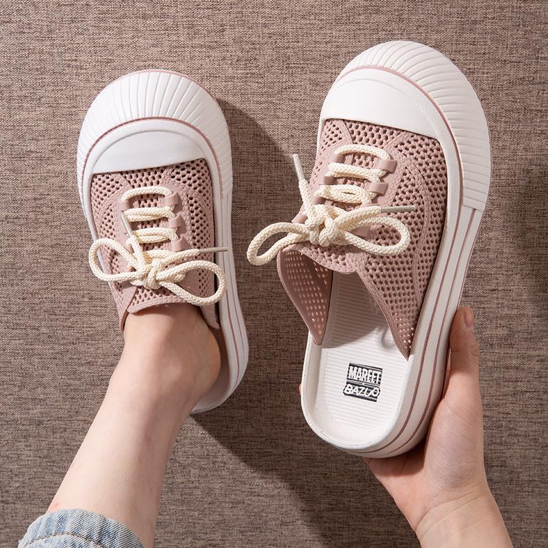 

New hole shoes women s summer thick-soled non-slip home wear bag head lazy one foot cool slippers 40-41