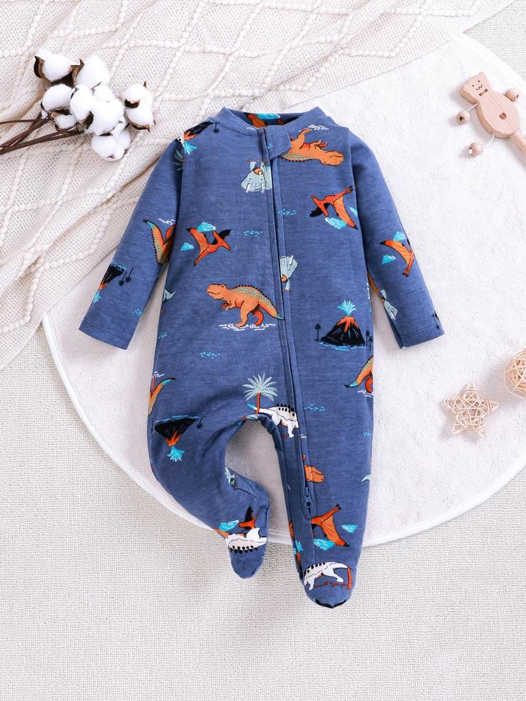 Newborn Long Sleeve Bodysuit with Double Zipper for Easy Change - Autumn/Winter Belly Protection, Prevents Chills