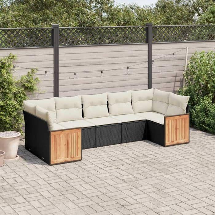VidaXL Garden Lounge Set with Cushions 7 Pcs, Patio Sofas, Furniture Set, Outdoor Terrace Furniture, Black 3260348
