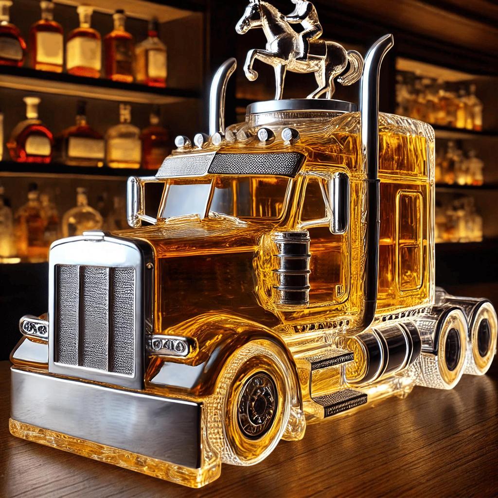 Liquor Decanter Half Truck Whiskey Bottle 375ml Vintage Liquor Container With Interesting Stopper For Hosting Brunch Beer