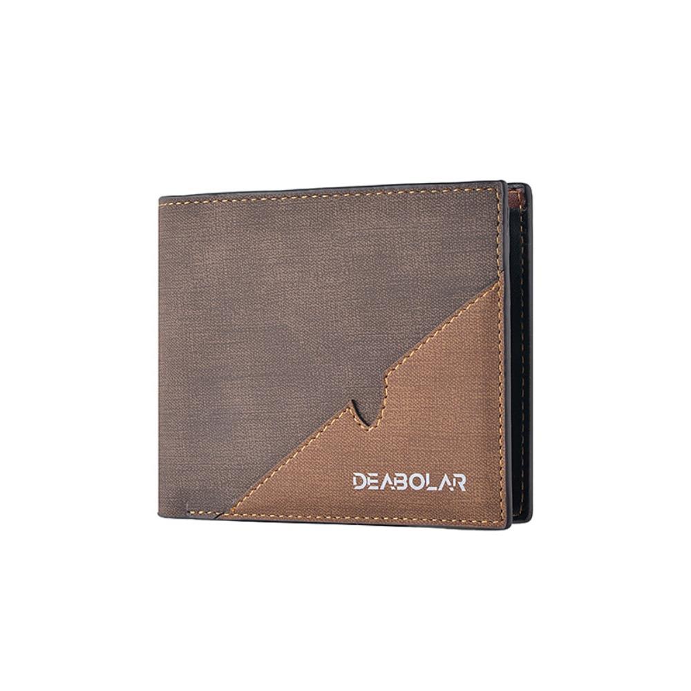 New PU Leather Men's Wallet Multi-slot Black Coffee Short Coin Purse Large Capacity Money Bag Men Male