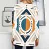 Women Plus Size Round Neck Long Sleeve Abstract Printed Loose Longline T Shirt With Pockets
