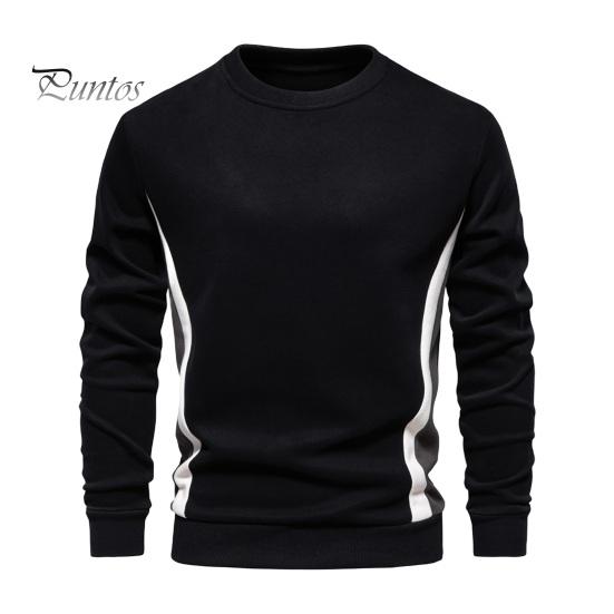 

Осень-зима мужской топ с круглым вырезом, свободный, контрастного цвета, эластичные манжеты, пуловер в стиле пэчворк, средняя длина, спортивная повседневная одежда, школьная толстовка M