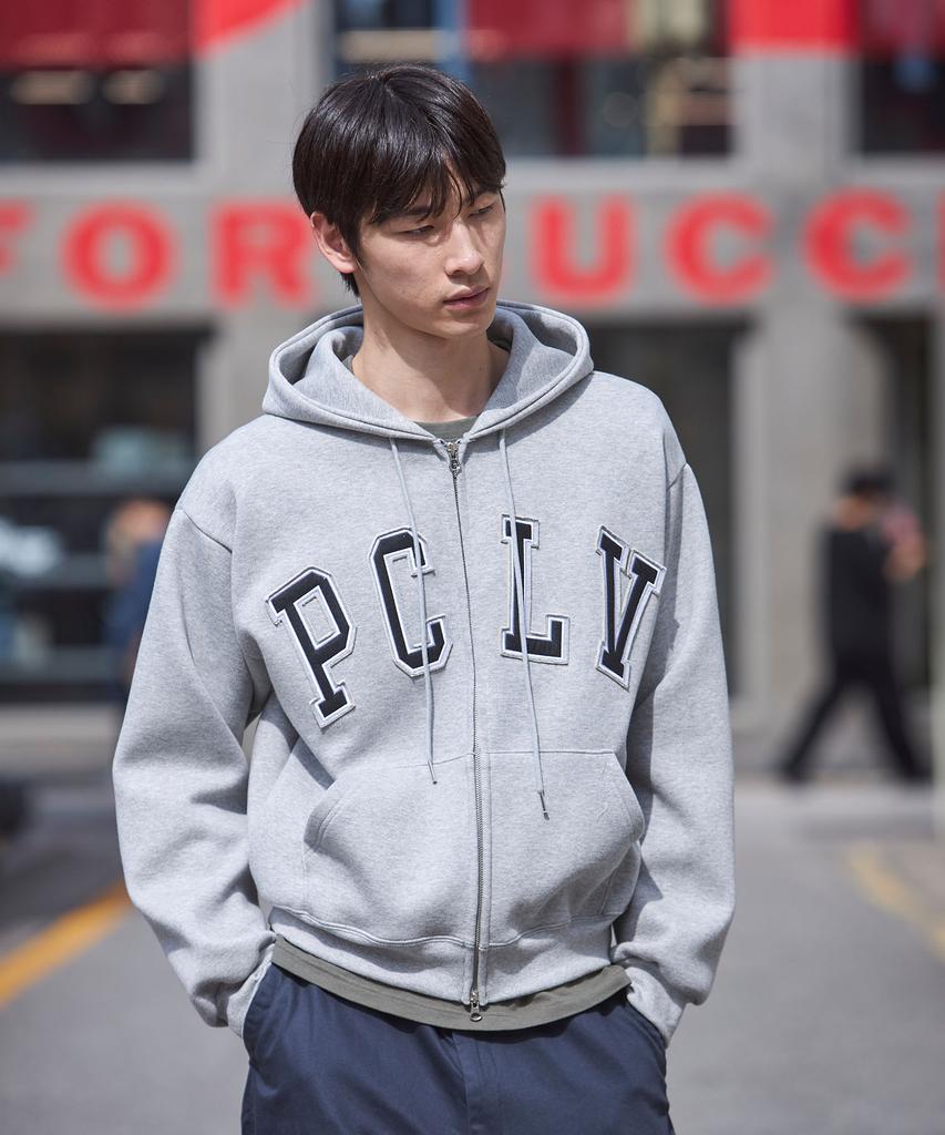 Pol Pclv Double Applique Zip-Up Hoodie_Gray