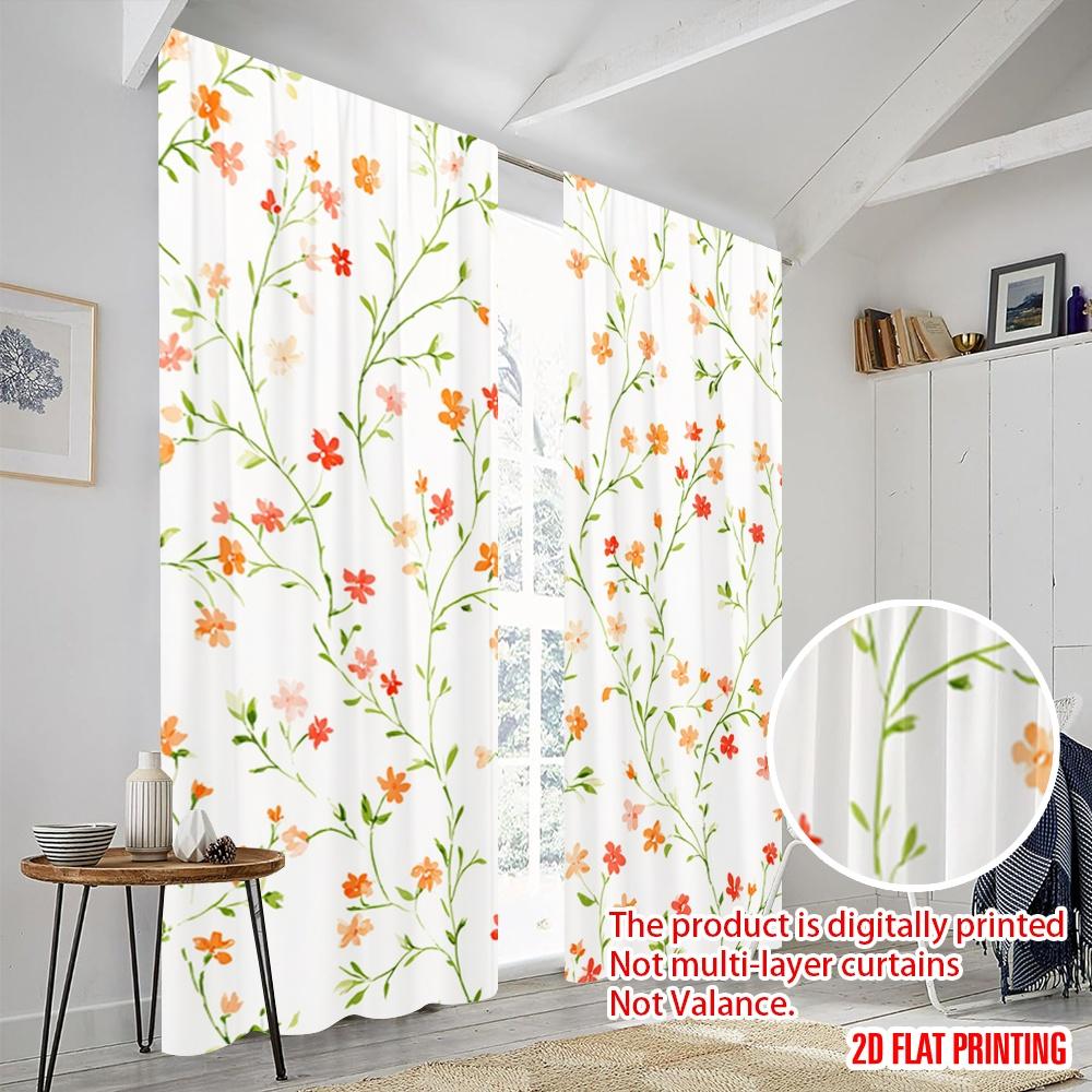 2pcs,2D plane printing Contemporary Curtains Floral Vine Elegance Polyester (without rod) Art Deco Festive Perfect for Bedroom,