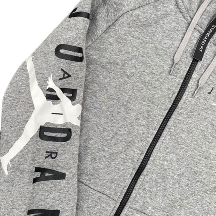 Jordan Printed Logo Zip-Up Hoodie Men Tops Grey CQ7706-091