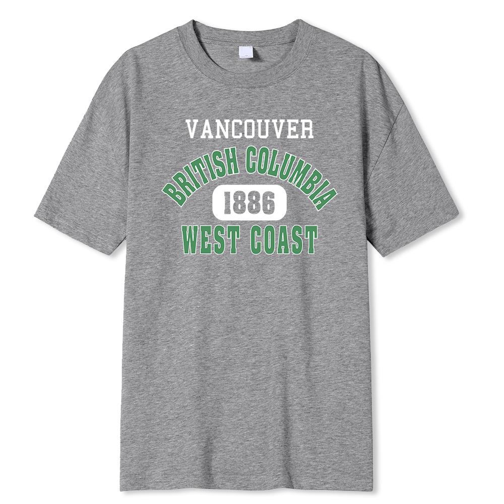 British Columbia West Coast 1886 Green Letter Tshirt Man Casual Tees Breathable Summer Tshirt Short Sleeve