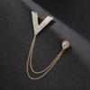 Men's Korean Style Eagle Guitar Brooch with Rhinestone Chain Badge