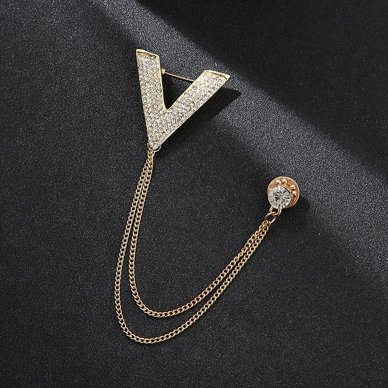 Men's Korean Style Eagle Guitar Brooch with Rhinestone Chain Badge