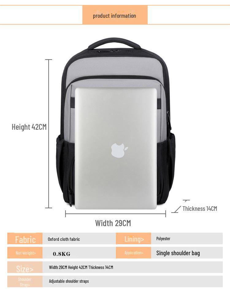 Herrryggsäck med stor kapacitet för affärs- och fritidsresor