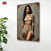 Retro Tatto Dívka Kovový Plechový Značka Vintage Nástěnná Dekorace 8x12 Domácí Bar Kavárna