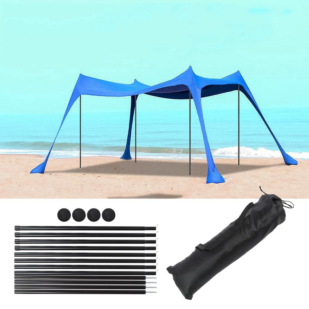 Beach Tent Sun Shelter UPF50+ Stability 4 Poles Outdoor Pop Up Beach Shade Canopy for Camping Fishin