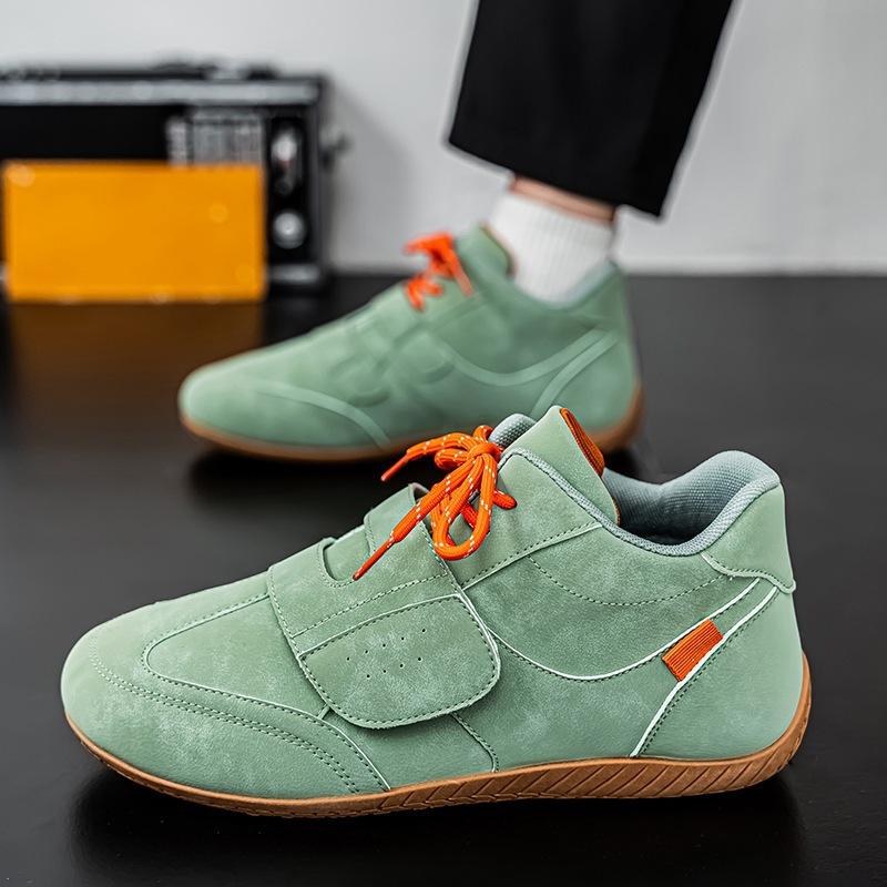 

Spring New Shoes for Men Leather Casual Shoes Flat Leisure Sport Shoes Youth Street Trend Lace-up Sneaker 44 зелёный
