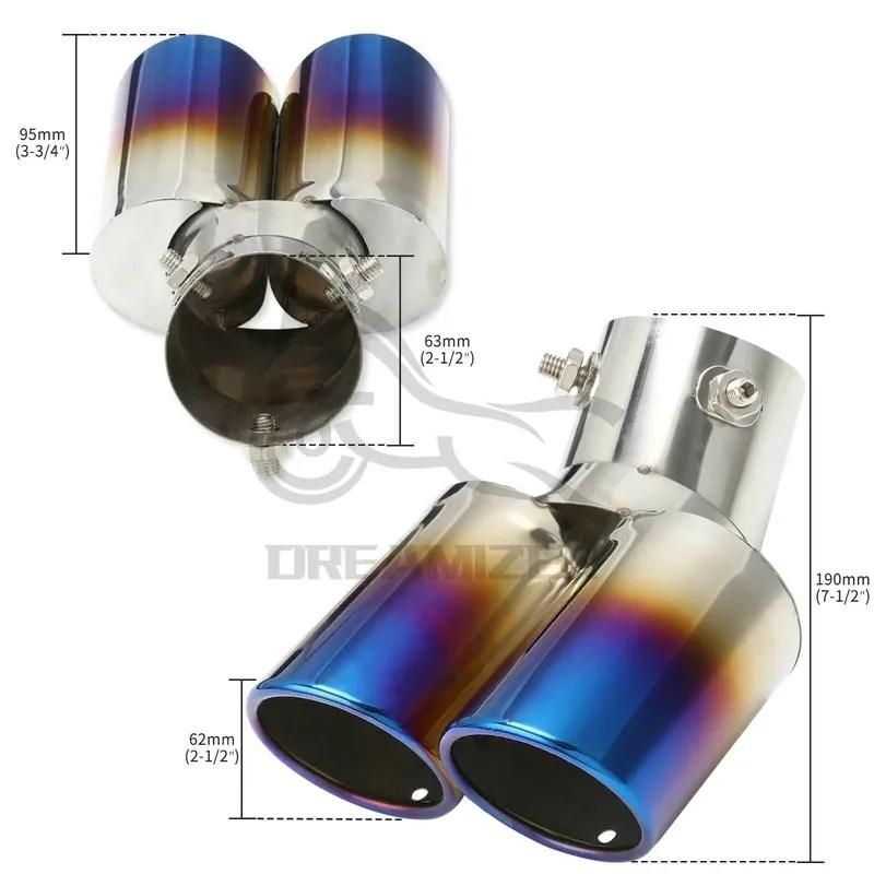 Universal 2" Rear Exhaust Pipe Tail Muffler Dual Tips Sport Auto Muffler Modified Car Exterior For Honda CR-V CRV HR-V Curved