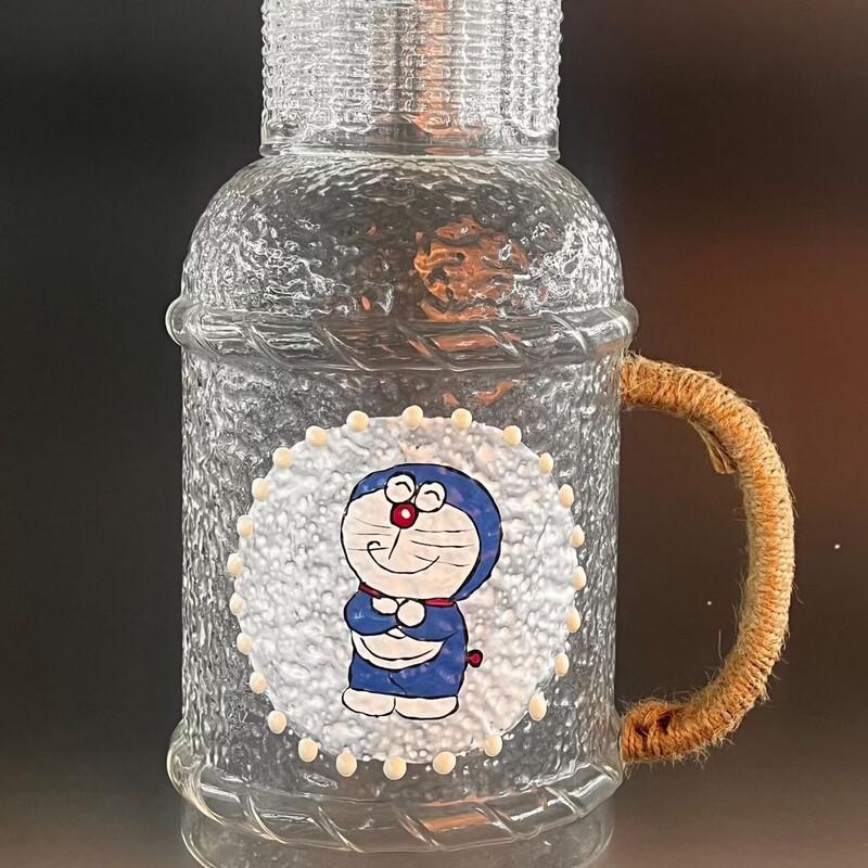 Vintage Painted Glass Cold Water Pitcher