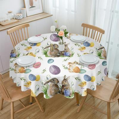 Nappe ronde en forme d'œuf de Pâques, de lapin, de festival, de salle à manger, imperméable, pour décoration de fête de mariage
