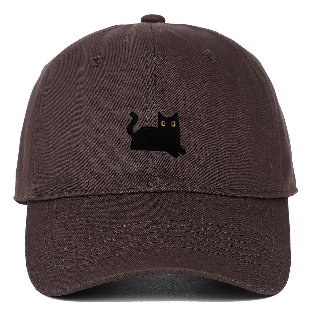 Black Cat Embroidery Soft Brim Baseball Cap - Unisex Summer Sun Hat, Outdoor Hip Hop Style