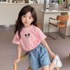 Kids Summer Cotton Loose Short Sleeve T Shirt Boys Girls Thin Round Neck Half Sleeve Top Fashionable Cartoon Print