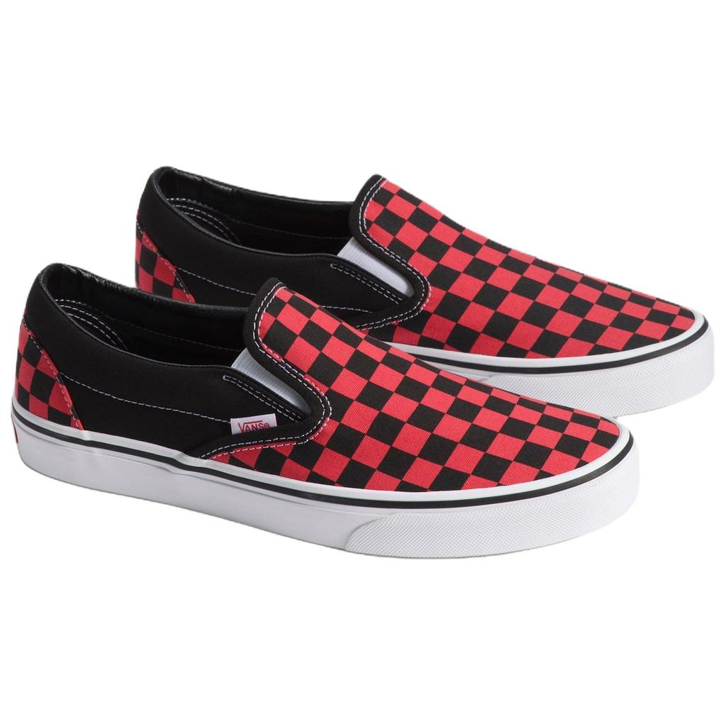 Vans Zapatillas Clásicas Slip-On Cuadros Cómodas Soporte Clásico Zapatillas de Skate Unisex Rojo Negro VN000DAHFO9