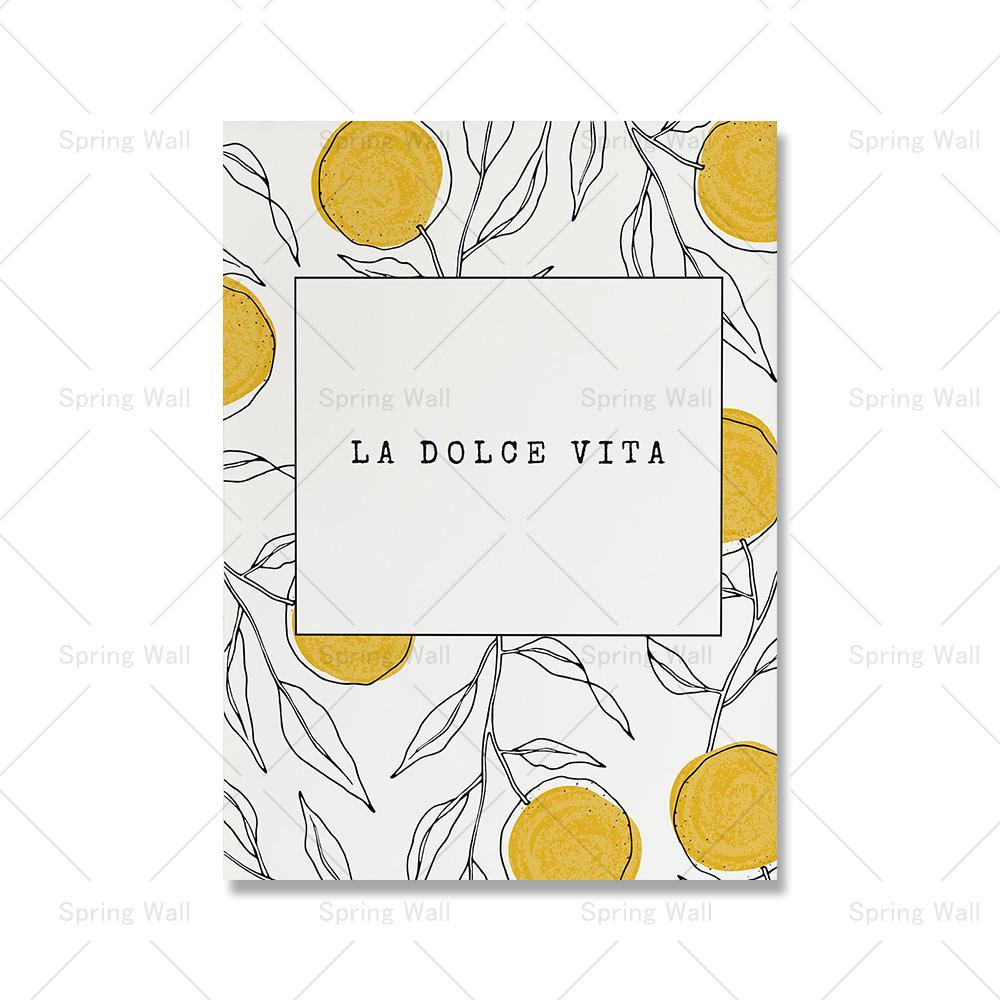 Canvas Print Painting Poster La Dolce Vita Wall Picture Lemon Nordic  Italian Aperitivo Pizza Pasta Food Quote Art Kitchen Decor