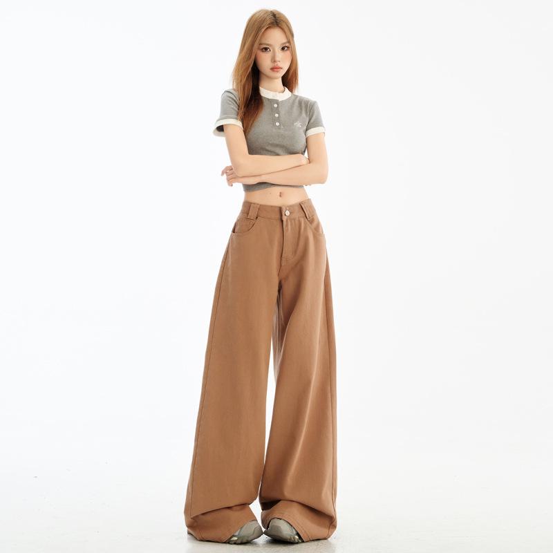 

Женские свободные джинсы с высокой талией и широкими штанинами для миниатюрных размеров — драпированные, длиной до пола, облегающие Large