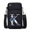 Blue Roses Alphabet Print Small Shoulder Bag 26 Letters Mini Crossbody Phone Bag for Women