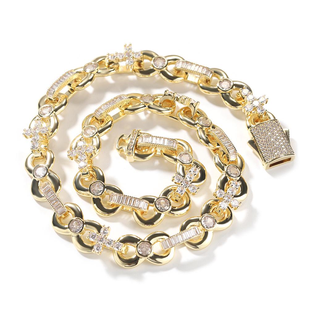 12mm Glossy Infinity Cross Necklace - European & American Hip Hop Style