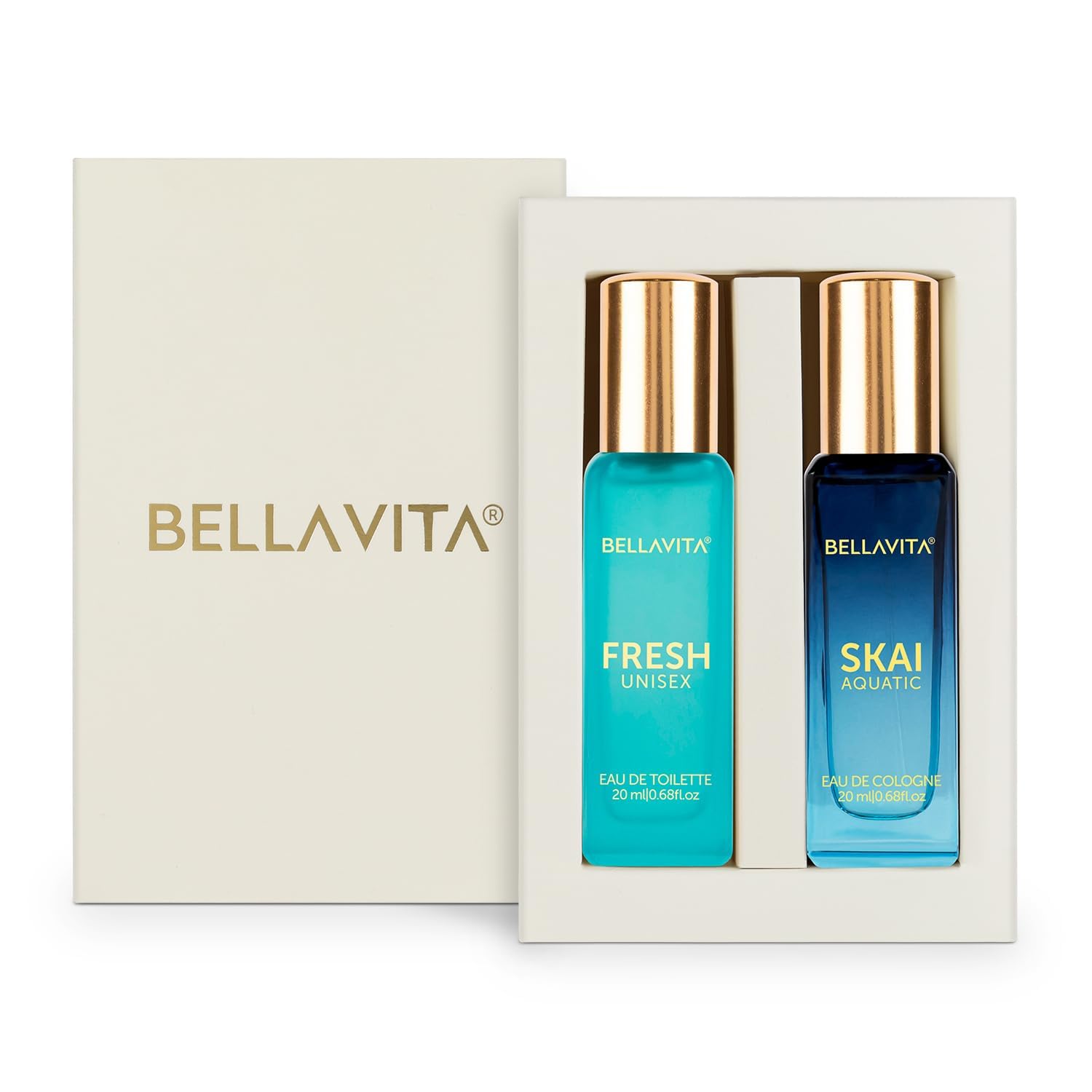 BELLAVITA Skai Aquatic & Fresh Unisex-Parfüm 2x20ml Langanhaltender Zitrus-Holziger Duft für Damen und Herren