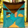 1 Stück Phineas und Ferb2 Thema Decke - Digitaldruck, Polyester, Gemütlich für alle Jahreszeiten, Perfekt für draußen und Reisen